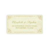 Gold Script Floral Lijst Weddenschap Label (Voorkant)