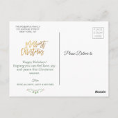 Gold Script Foto Kerstvakantie Briefkaart (Achterkant)