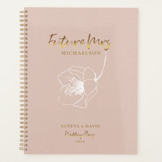 Gold Script Future Mme Blush Wedding planner rose (Devant)