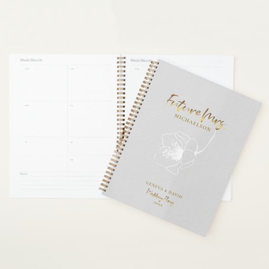 Gold Script Future Mme Dove Grey Wedding planner (Devant avec enveloppe)