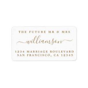 Gold Script Future Mr Mrs Wedding Return Address Etiket