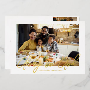 Gold Script Glory to God Kerstfeestay Foto Folie Feestdagenkaart
