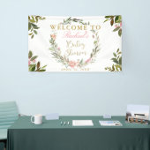 Gold Script Greenery Wreath Baby shower Banner (Beurs)
