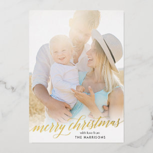 Gold Script Joyeux Noël Foil Carte de vacances