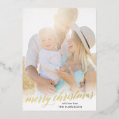 Gold Script Joyeux Noël Foil Carte de vacances (Recto)