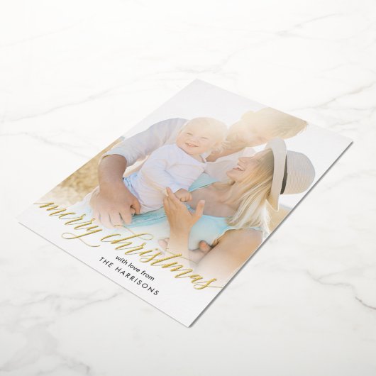 Gold Script Joyeux Noël Foil Carte de vacances (Rotation)