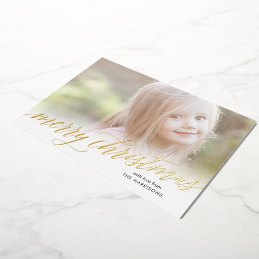 Gold Script Joyeux Noël Foil Carte de vacances (Rotation)