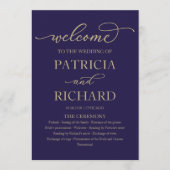 Gold Script Marine Blue Mariage programme de cérém (Devant)