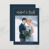 Gold Script: Married & Bright Wedding Bedankkaart (Voorkant / Achterkant)