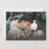 Gold Script Merry-kerstfoto Feestdagenkaart (Voorkant)