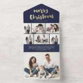 Gold Script Merry kerstfoto Holiday All In One Uitnodiging (Binnen)