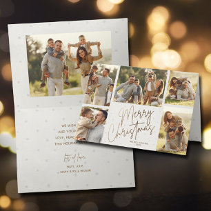 Gold Script Merry Six Photo Kaart