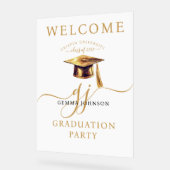 Gold Script Minimalist Graduation Party Welkom Acryl Bord (Hoek)