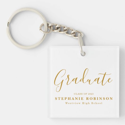 Gold Script Modern Afstuderen Sleutelhanger (Voorkant)