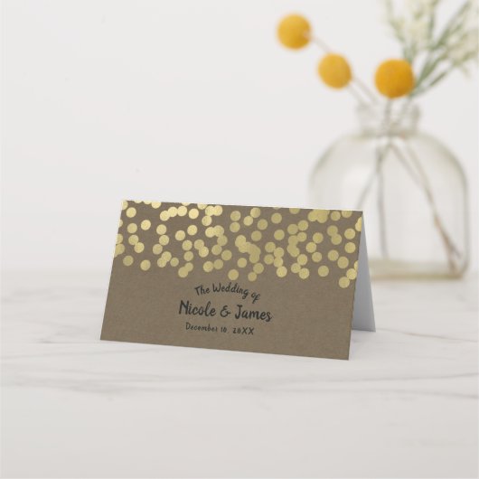 Gold Script Modern Chic Rustic Kraft Trouwtafel (Voorkant)