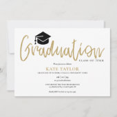 Gold Script Modern Simple Graduation Party Kaart (Voorkant)