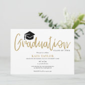 Gold Script Modern Simple Graduation Party Kaart (Staand voorkant)