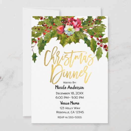 Gold Script Moderne kerstfeestdag Kaart (Voorkant)