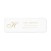 Gold Script Monogram Elegant Return Address Label (Voorkant)