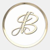 Gold Script-monogram Initiaal B op elke kleur Ronde Sticker (Voorkant)