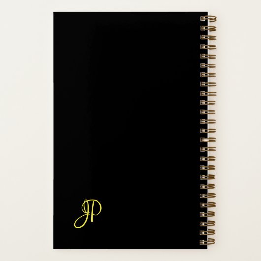 Gold Script Monogram Initiaal handgeschreven Sjabl Notitieboek (Achterkant)