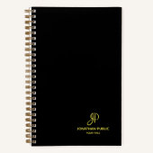 Gold Script Monogram Initiaal handgeschreven Sjabl Notitieboek (Voorkant)