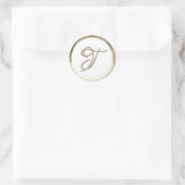 Gold Script Monogram Initiaal T op elke kleur Ronde Sticker (Tas)