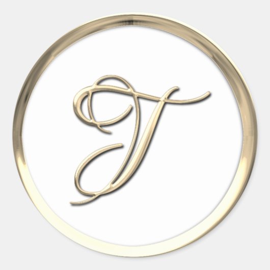 Gold Script Monogram Initiaal T op elke kleur Ronde Sticker (Voorkant)