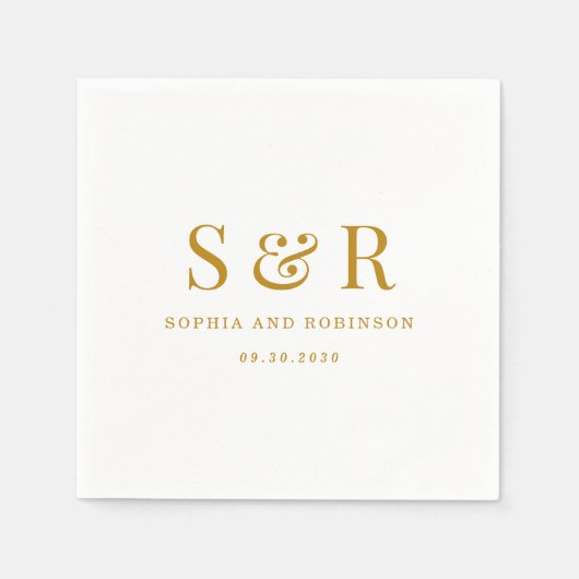 Gold Script Monogram Minimalist Weddenschap Servet (Voorkant)