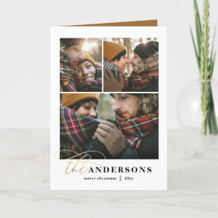 Gold script mustard plaid backer 1 foto Kerstmis Feestdagen Kaart