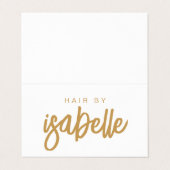Gold Script Naam Hair Stylist Afspraak Herinnering Visitekaartjes (Buitenkant ongevouwen)