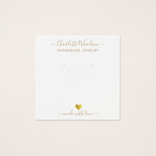 Gold Script Name Earning Jewelry Display Kaart (Voorkant)