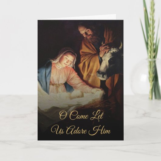 Gold Script Nativiteit Religieuze kerstfeestdag Kaart (Voorkant)