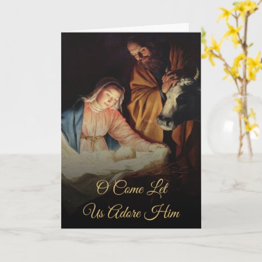 Gold Script Nativiteit Religieuze kerstfeestdag Kaart (Gele Bloem)