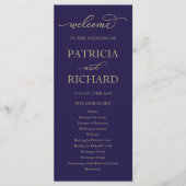 Gold Script Navy Blue Wedding Ceremony Program Programma (Voorkant)