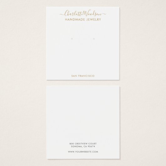 Gold Script Nom Earring Bijoux Carte d'affichage (Devant & derrière)