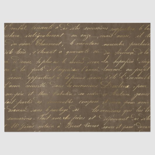 Gold Script op bruine ontkoppeling Tissuepapier (Voorkant)