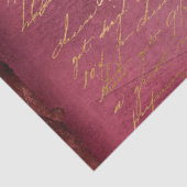 Gold Script op vervormde rode decoupage Tissuepapier (Detail)