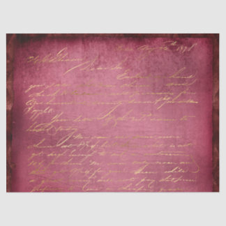 Gold Script op vervormde rode decoupage Tissuepapier
