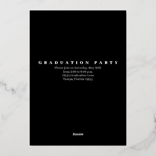 Gold Script Photo Afstuderen-Sjabloon Folie Uitnodiging (Achterkant)