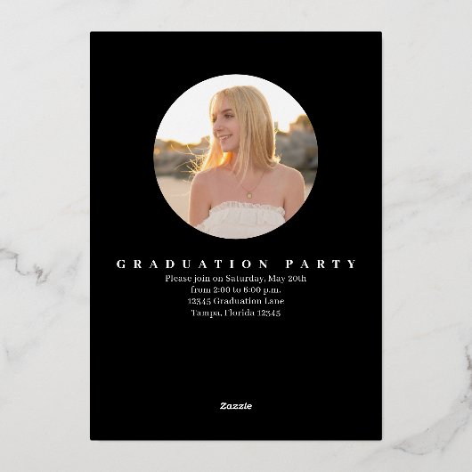 Gold Script Photo Template Afstuderen Folie Uitnodiging (Achterkant)