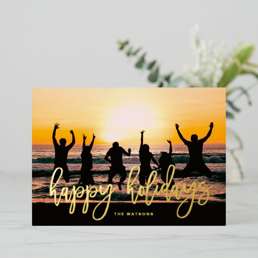 GOLD Script Prettige feestdagen Kerstmis (Staand Voorkant)