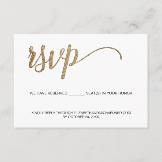 Gold Script QR-code bruiloft website Gereserveerde Informatiekaartje (Voorkant)