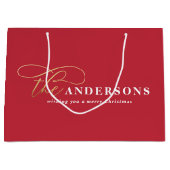 Gold script roodmoderne, minimale rustige Kerstmis Groot Cadeauzakje (Voorkant)