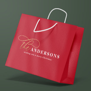 Gold script roodmoderne, minimale rustige Kerstmis Groot Cadeauzakje