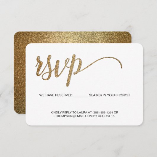 Gold Script RSVP sans envoi Siège réservé (Devant / Derrière)