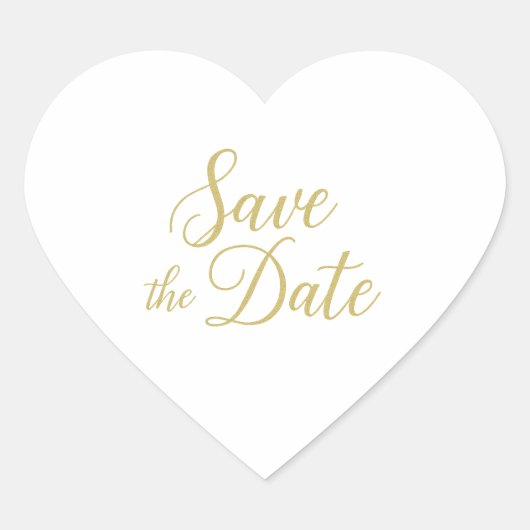 Gold Script Save the Date Heart Sticker – Elegant (Voorkant)