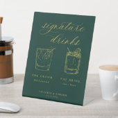 Gold Script Signature Drinken Emerald Wedding Reclamebord Met Voetstuk (Insitu)