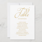 Gold Script Table Number Seating Chart Kaart (Achterkant)