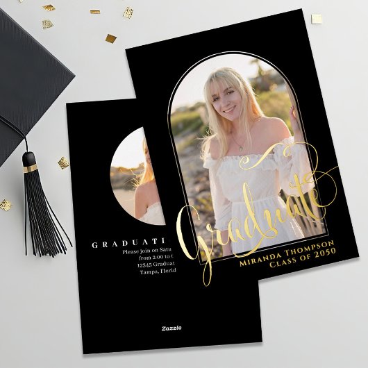 Gold Script Two Photo Afstuderen Sjabloon
